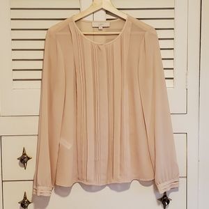 Ann Taylor LOFT Pale Peach Pleated Blouse - EUC